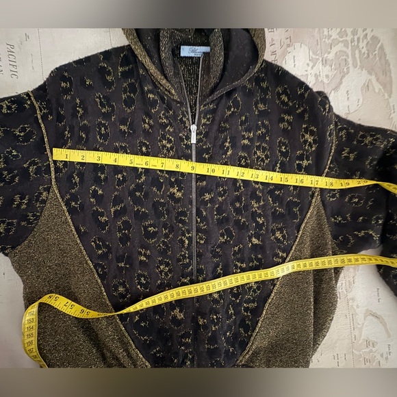 Blumarine Cashmere & Wool Full Zip Hooded Cardigan Textured Leopard Print M - Picture 5 of 14